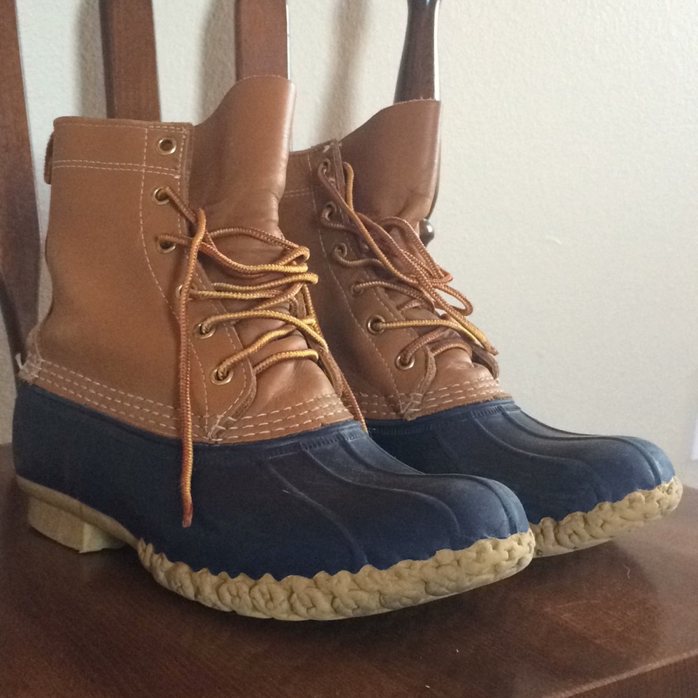 Women’s LL Bean Boots Tan/Navy 8’’